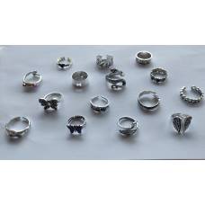 Набір 15 каблучок з нержавіючої сталі на пальці в стилі Бохо під срібло
