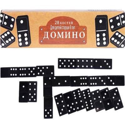  Настольная игра Домино, 28 костей, черные, пластик