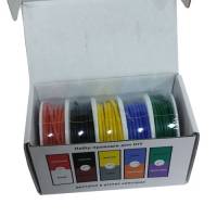 Набор проводов в силиконовой оплетке 1жила 22AWG 5цветов по 10м луженая медь