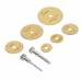 Набор отрезных кругов 6шт и 2 держателя, дисковых пил 22-50мм, HSS, золотистые