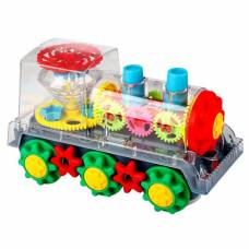 Игрушечный поезд прозрачный с шестернями, музыкой и подсветкой, с батарейками