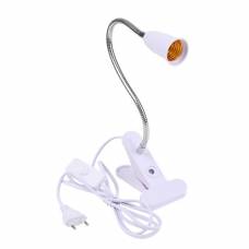 Патрон Е27 с вилкой и выключателем, гибкий удлинитель 20см с прищепкой