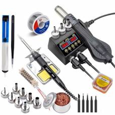 Паяльная станция JCD 2в1 8898 80Вт с термофеном 750Вт, 2xЖК, комплектующие