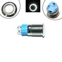 Кнопка 12мм фіксуюча, 12-24В, білий LED, 4pin, 12F-P10DZ
