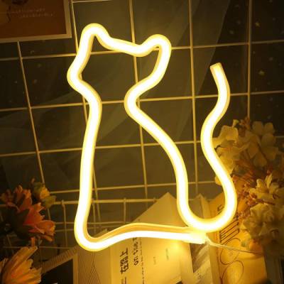 Неоновий світильник LED Lights cat Декоративна LED лампа кіт для прикраси та дизайну інтер'єру нічник