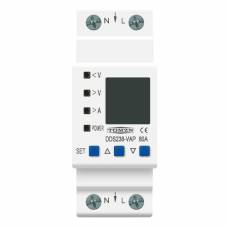 Реле контроля напряжения и тока с ЖК, 220В, 80А, 2DIN, DDS238-VAP