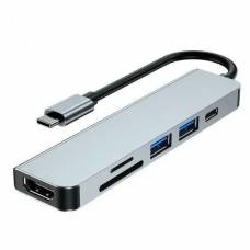  USB 3.1 Type-C хаб разветвитель на 2x USB 3.0, HDMI, кардридер, PD, металл