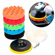  Набор насадок для полировки авто 6шт и шлифовальный диск 10см, на дрель