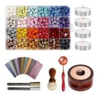 Набір для сургучних печаток, 24 кол, свічки ложка конверти, Подарунковий