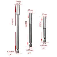 Набір тримачів біт магнітних 3шт 1/4" 75/100/150мм, шестигранні, хром