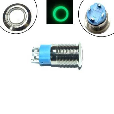 Кнопка 12мм фиксирующаяся, 12-24В, зеленый LED, 4pin, 12F-P10DZ