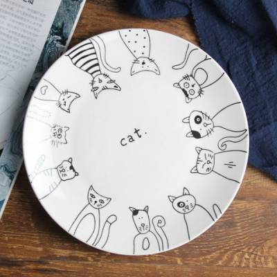Стильна керамічна тарілка малюнок кішки 20 см