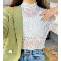 Кофта с кружевами прозрачная стиль 2020