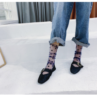 Шкарпетки в горошок прозорі у сітку, капронові носочки