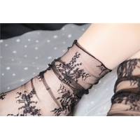 Носочки полупрозрачные с цветочным кружевом