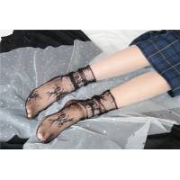 Носочки полупрозрачные с цветочным кружевом