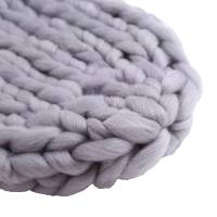 Шапка из шерсти мериноса хельсинки крупная вязка светло-серый/темно-серый