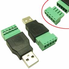 Переходник USB 2.0 Type-A штекер папа - клеммники 5pin Переходник USB 2.0 Type-A штекер папа - клеммники 5pin