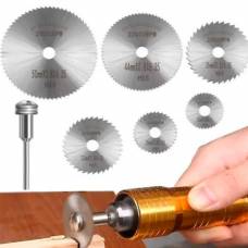 Набор из 6 отрезных кругов, дисковых пил HSS 22-50мм для дремеля гравера