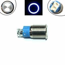 Кнопка 16мм фиксирующаяся, 12-24В, синий LED, 5pin, 16A-DZ