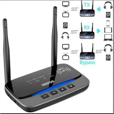 Bluetooth 5.0 аудио приемник передатчик 80м aptX HD SPDIF VIKEFON BT-B21