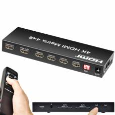 HDMI 4x2 матрица 4K 3D, матричный коммутатор с пультом ДУ + EDID