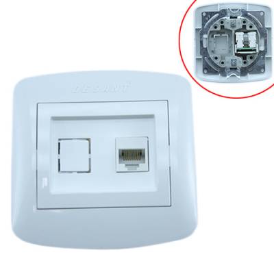 Розетка компьютерная RJ45 интернет встроенная, белая Desant D-316