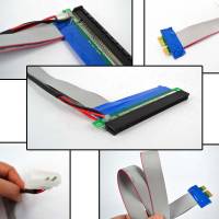 PCI-E 1X to 16X шлейф 30см - подовжувач для відеокарти  з  живленням (Molex)