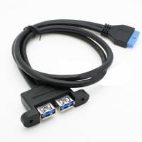 Кабель 2 порта USB 3.0 мама (female) к материнке 20 pin  мама (female) 55 см