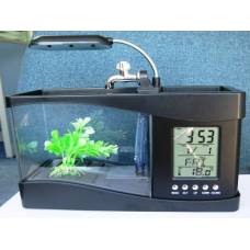 USB-акваріум з LED-підсвіткою і LCD-годинником (1,5 л)