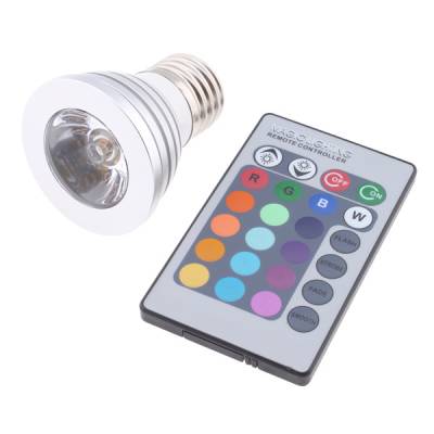 Світлодіодна E27 LED лампа, 16 кольорів з пультом ДУ
