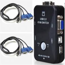2-портовый KVM свич, переключатель USB + 2 кабеля