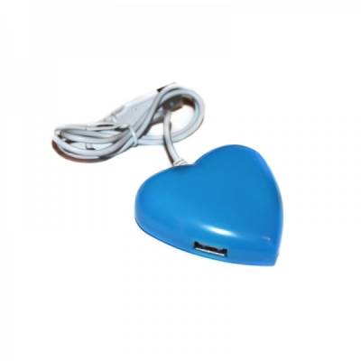 4-портовий USB-хаб серце, сердечко, блакитне