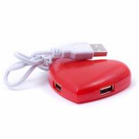 4-портовий USB-хаб серце, сердечко, червоне