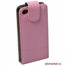 Чехол-книжка для IPhone 4 (белый розовый)