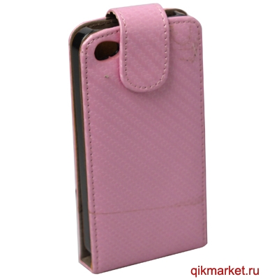 Чехол-книжка для IPhone 4 (белый розовый)