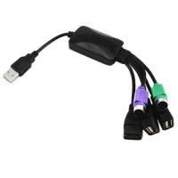 3-портовый USB 2.0 хаб + переходник USB - PS/2
