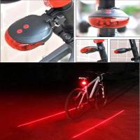 Фонарь на велосипед задний 5 LED 2 лазера, красный