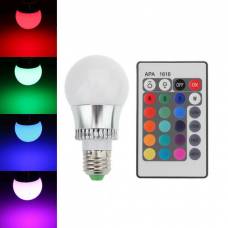 Світлодіодна E27 LED RGB 5Вт лампа, 16 кольорів з пультом ДУ